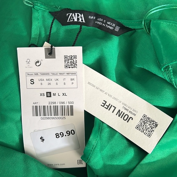 ZARA GREEN KNOTTED SATIN EFFECT DRESS Size S - Picture 10 of 11